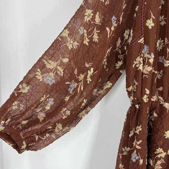 Madewell Norma Rae Dress Size Small Floral Print Long Sleeve Mini Cottagecore - Picture 5 of 10
